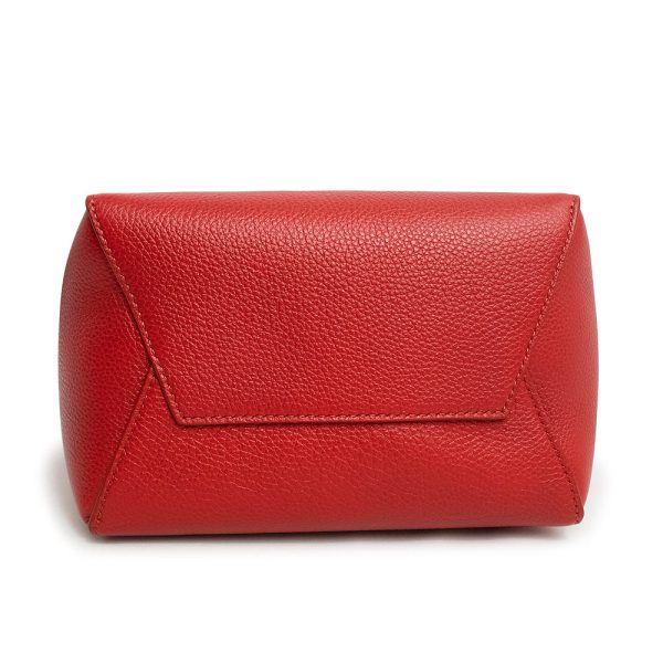 200011347019 7 Celine Sangle Bucket Small Shoulder Grain Calf Leather Red Silver Hardware