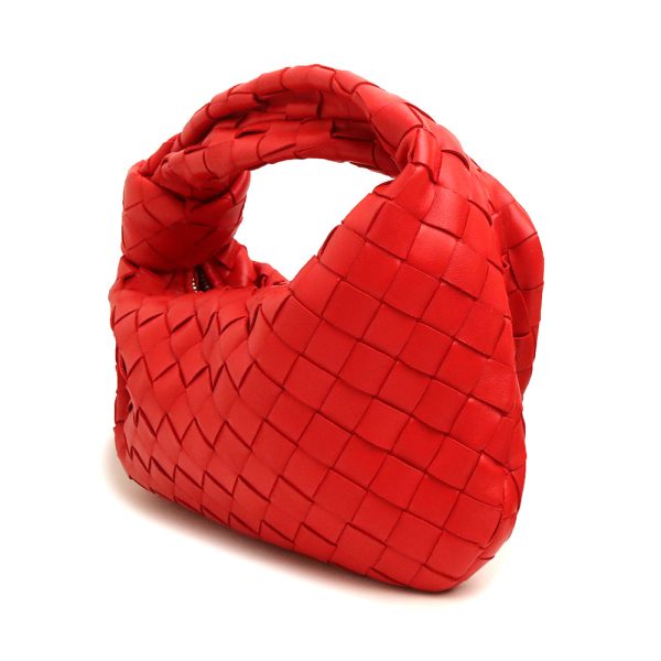 200011478019 4 Bottega Veneta Mini Intrecciato Handbag Lambskin Leather Redstone Red Silver Hardware