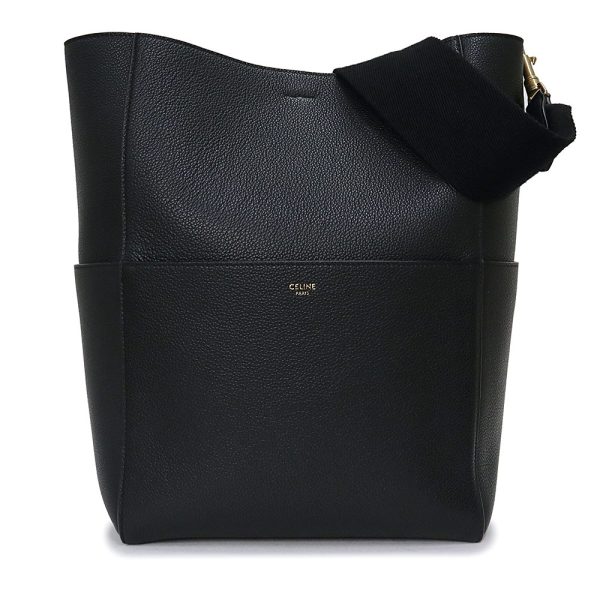 200011657019 Celine Bucket Shoulder Grain Calf Leather Black Gold Hardware