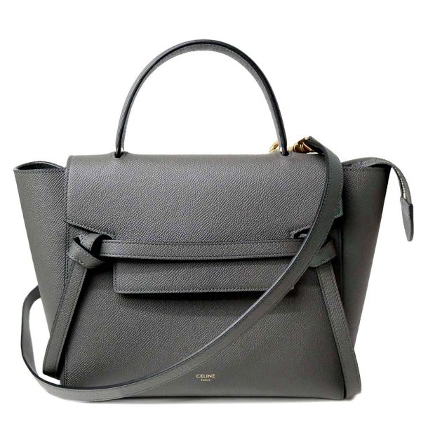 200011661019 Celine Belt Bag 2way Shoulder Handbag Crossbody Grain Calf Leather Gray Gold Hardware