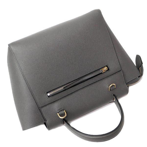 200011661019 6 Celine Belt Bag 2way Shoulder Handbag Crossbody Grain Calf Leather Gray Gold Hardware