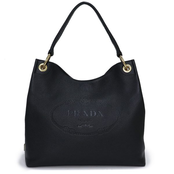 200011713019 Prada Shoulder Tote Bag Triangle Plate Vitello Phoenix Leather Nero Black