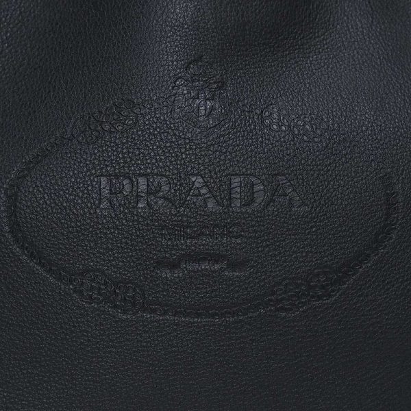 200011713019 10 Prada Shoulder Tote Bag Triangle Plate Vitello Phoenix Leather Nero Black