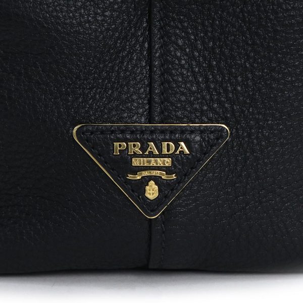 200011713019 11 Prada Shoulder Tote Bag Triangle Plate Vitello Phoenix Leather Nero Black