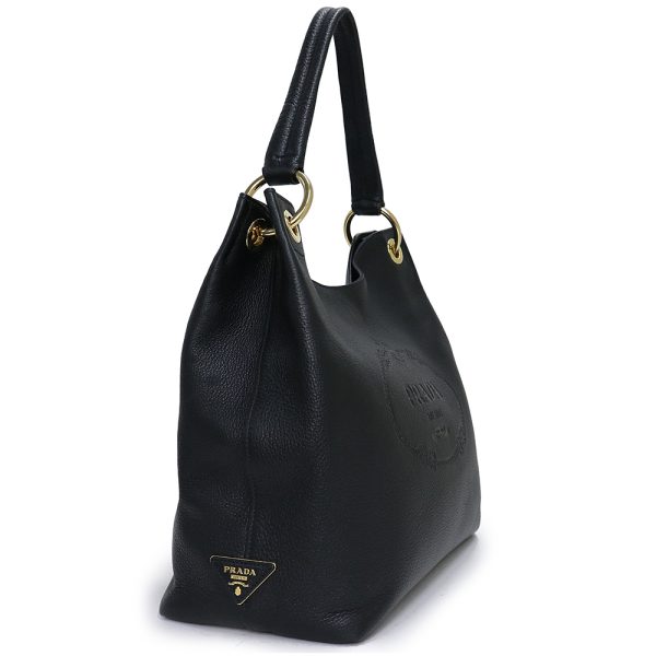 200011713019 4 Prada Shoulder Tote Bag Triangle Plate Vitello Phoenix Leather Nero Black