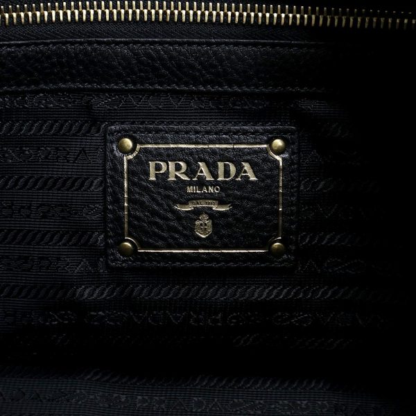 200011713019 9 Prada Shoulder Tote Bag Triangle Plate Vitello Phoenix Leather Nero Black