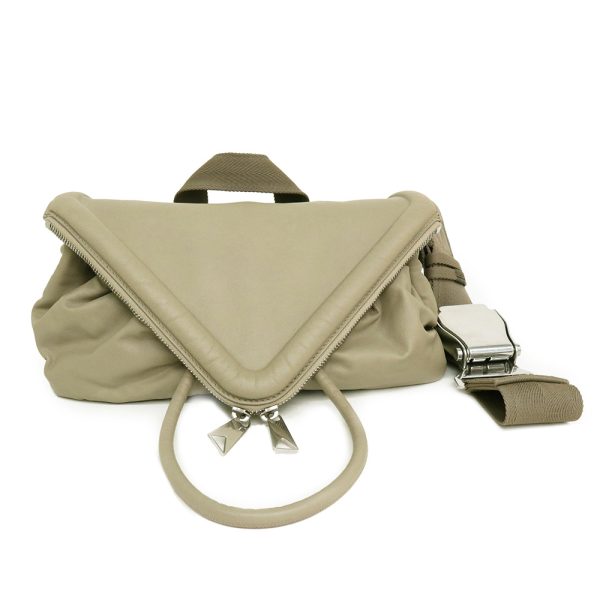 200091233018 Bottega Veneta Calfskin Body Bag Waist Bag Shoulder Crossbody Beige Khaki