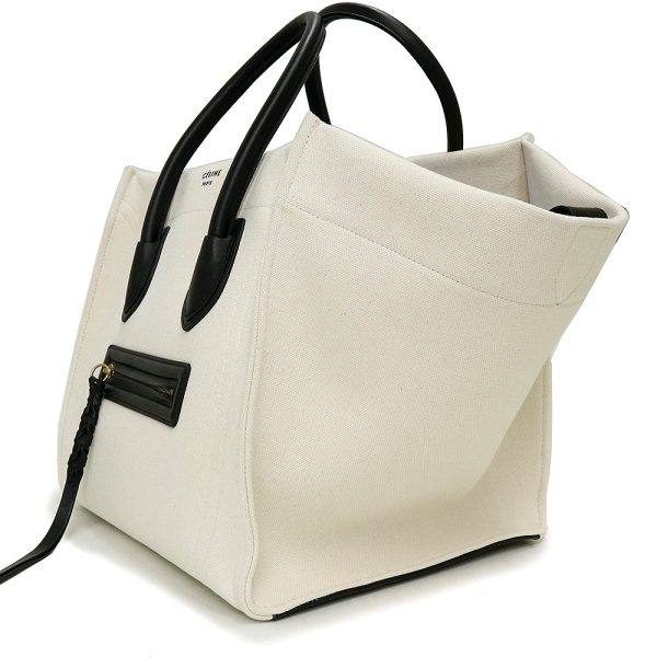 200097169018 5 Celine Luggage Phantom Handbag Canvas Leather White Black