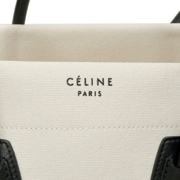 200097169018 9 Celine Luggage Phantom Handbag Canvas Leather White Black