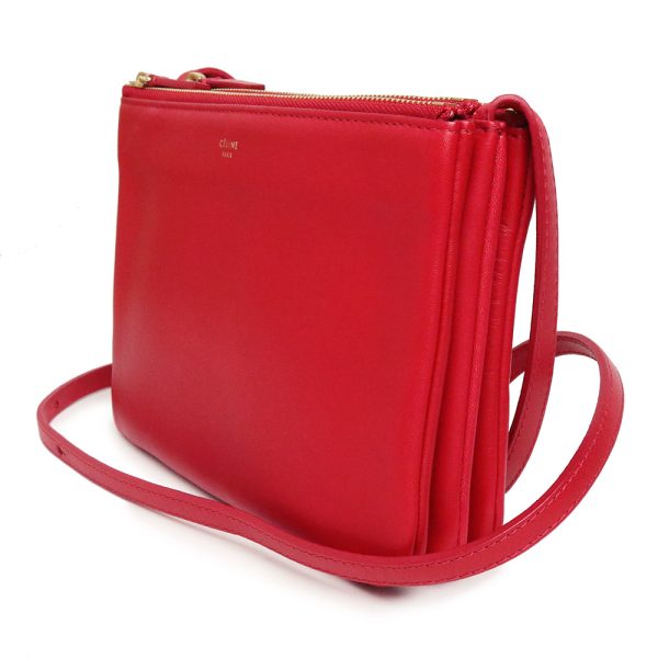 200097719018 4 Celine Trio Shoulder Bag Crossbody Calfskin Leather Red