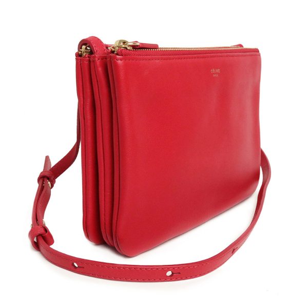 200097719018 5 Celine Trio Shoulder Bag Crossbody Calfskin Leather Red