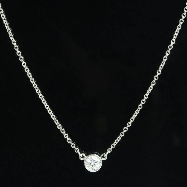 200101779018 TIFFANYCo Elsa Peretti Visor Yard Necklace Pendant Single Diamond Platinum