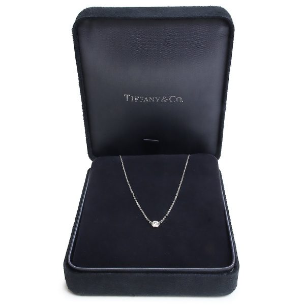 200101779018 2 TIFFANYCo Elsa Peretti Visor Yard Necklace Pendant Single Diamond Platinum