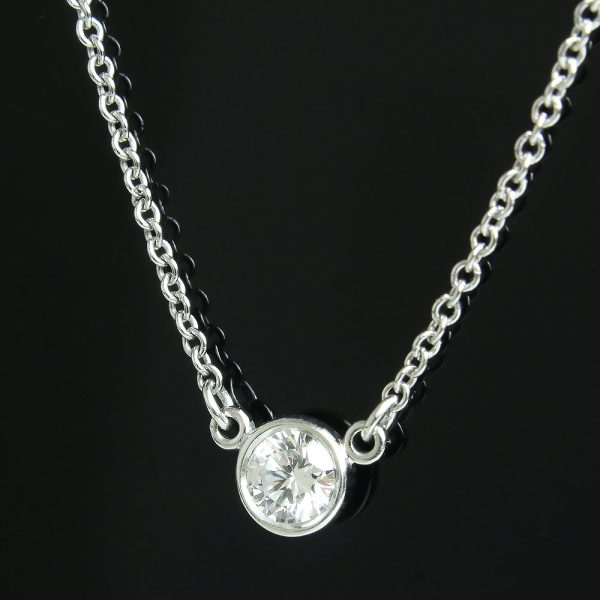 200101779018 3 TIFFANYCo Elsa Peretti Visor Yard Necklace Pendant Single Diamond Platinum