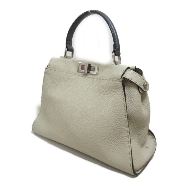 2101217595186 4 Fendi Peekaboo 2way Leather Shoulder Bag Beige