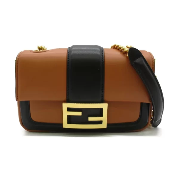 2101217772952 1 Fendi Sheep Leather Shoulder Bag Brownblack