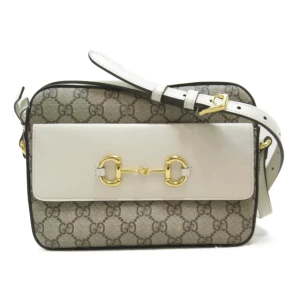 2106800529517 2 Gucci Horsebit 1955 Small Shoulder Bag Whitebeige