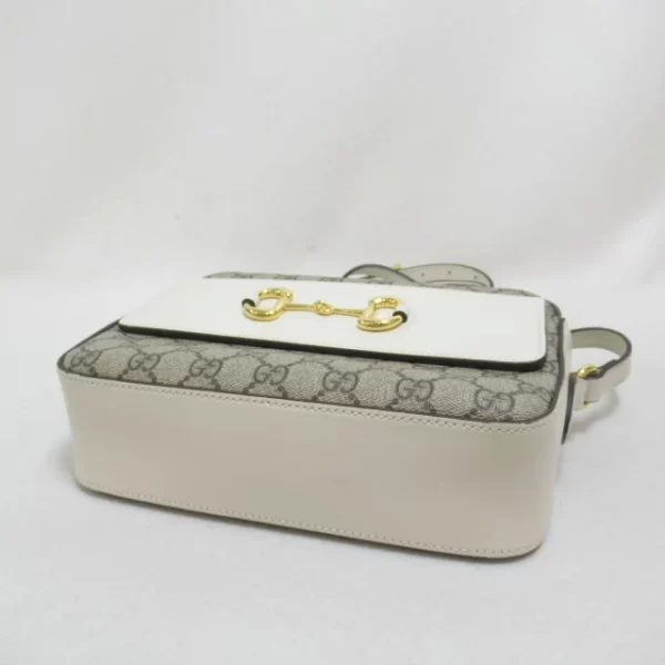 2106800529517 5 Gucci Horsebit 1955 Small Shoulder Bag Whitebeige