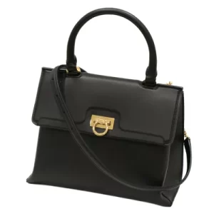 23 0995 01 Salvatore Ferragamo Top Handle Womens Bag 2WAY Bag Shoulder Bag Handbag 210892 744075 Calf Leather Black Bag