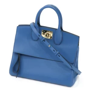 23 3310 01 Salvatore Ferragamo STUDIO 2 way leather Shoulder Bag Blue