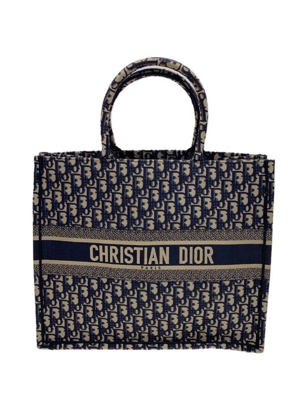 2319571276485 01 Christian Dior Book Tote Bag Canvas Navy Allover Pattern