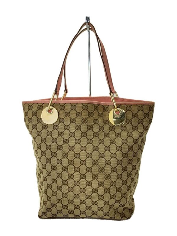 2326181804199 01 Gucci Tote Bag Canvas Brown Allover Pattern