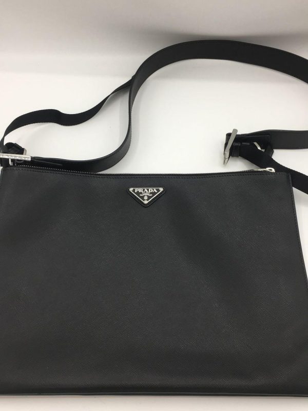 2344570789681 08 PRADA Shoulder Leather Bag Black