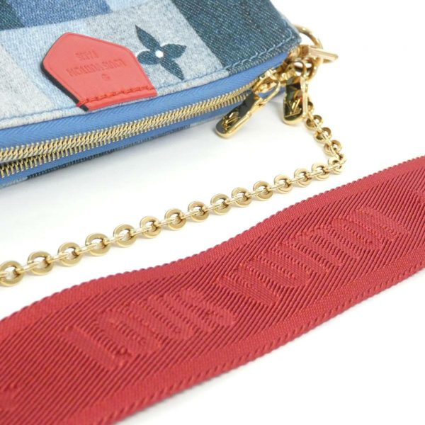 2600068961404 5 b Louis Vuitton Denim Monogram Multi Pochette Accessory Shoulder Bag DenimRouge Gold