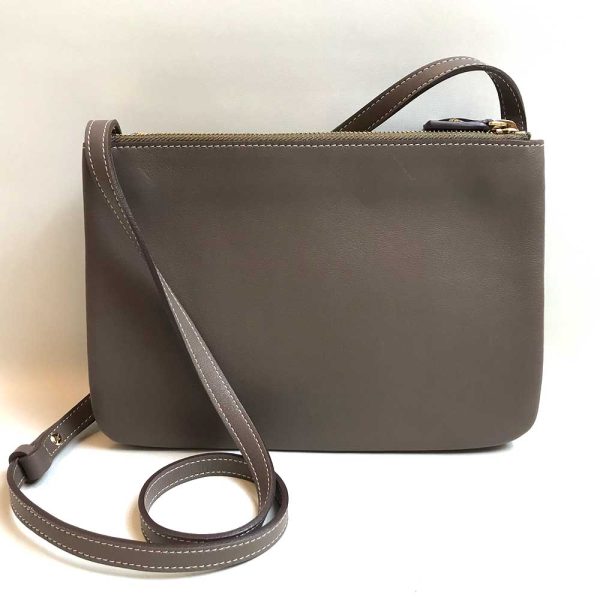 3 ot230810 1m 01 Celine Trio Leather Shoulder Bag Greige