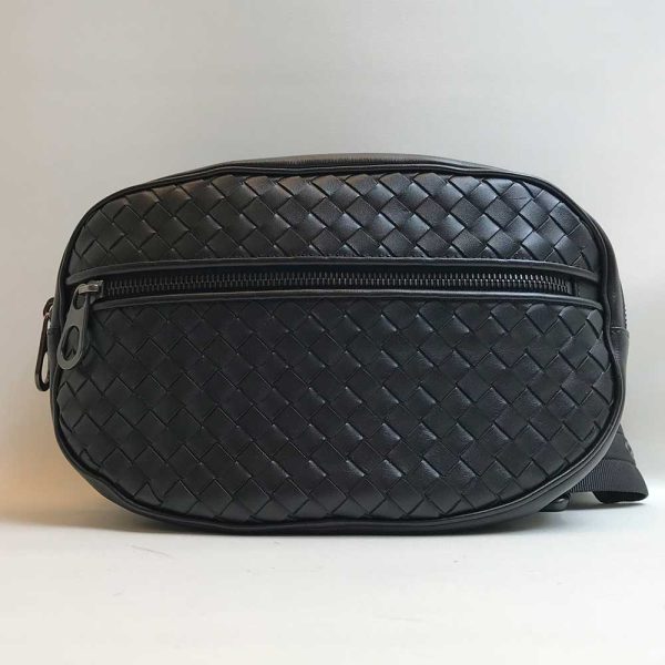 3 ot230917 3m Bottega Veneta Waist Pouch Intrecciato Bag Black