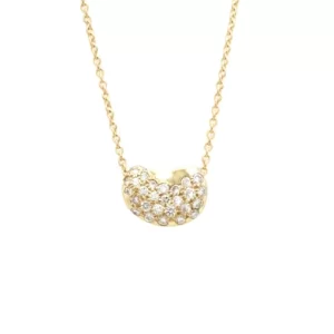 32001204 TIFFANYCo Tiffany Elsa Peretti Bean Diamond Pendant Necklace Beans Pave Diamond K18YG 750YG Yellow Gold