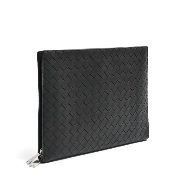 353407 3 Bottega Veneta Mens Leather Clutch Bag Black