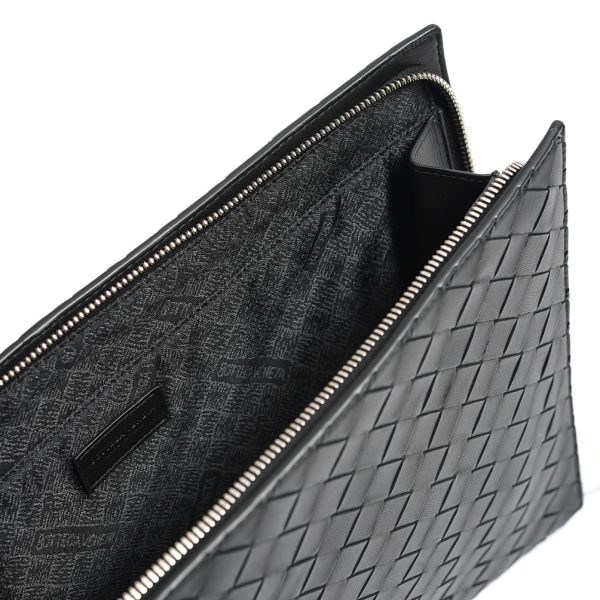 353407 7 Bottega Veneta Mens Leather Clutch Bag Black