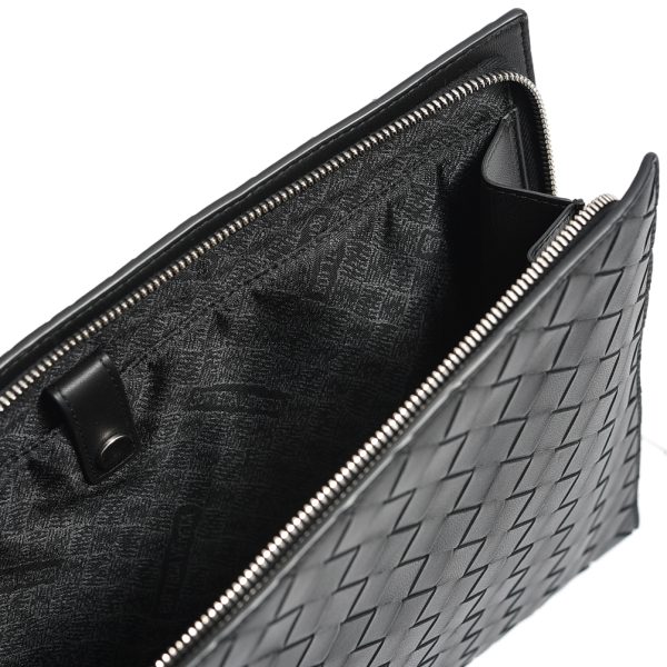 353407 8 Bottega Veneta Mens Leather Clutch Bag Black