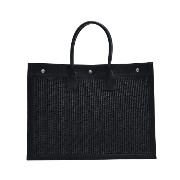 377303 3 Saint Laurent Rive Gauche Mens Embroidered Tote Bag Black