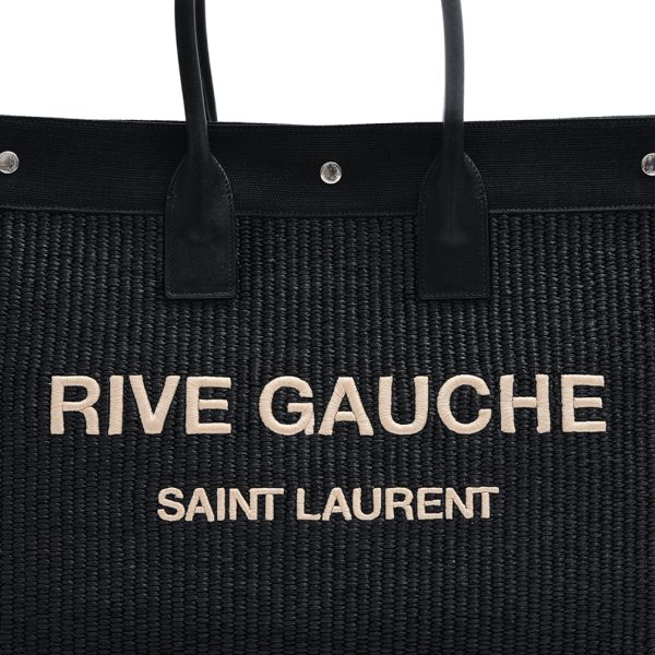 377303 5 Saint Laurent Rive Gauche Mens Embroidered Tote Bag Black