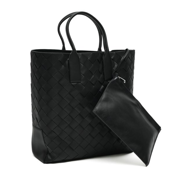 396164 2 Bottega Veneta Big Vertical Maxi Mens Tote Bag Black