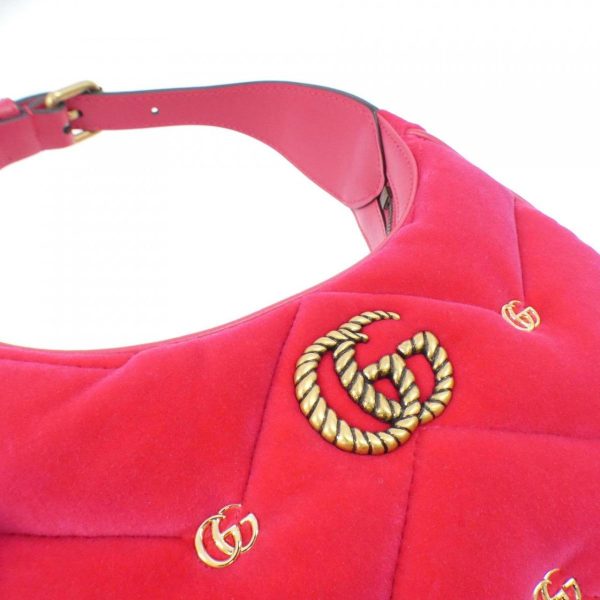 5 Gucci GG Marmont Quilted Velvet Shoulder Bag Dark Pink