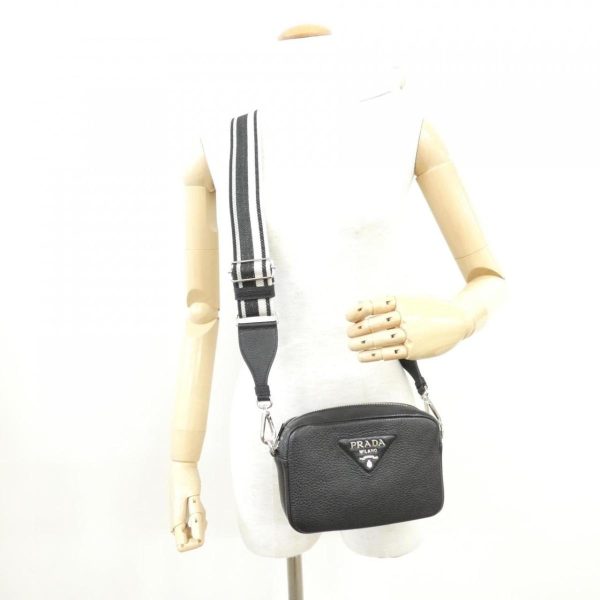 6 Prada Shoulder Bag Vit Daino Soft Nero Black