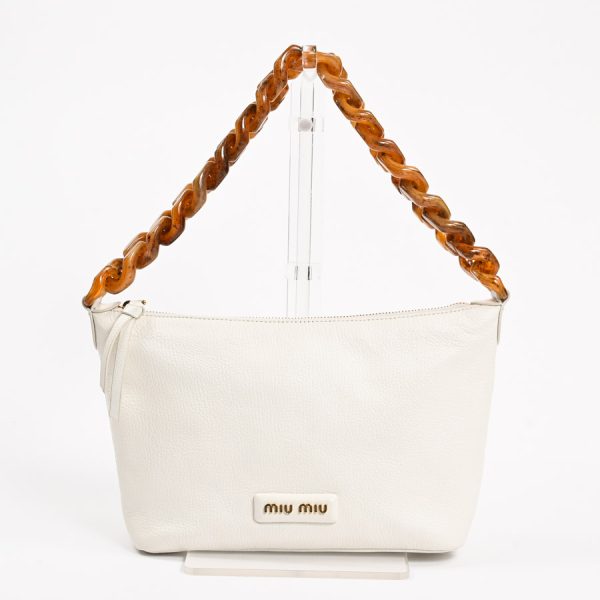 6107210 1 Miu Miu Madras Shoulder Bag White Handbag