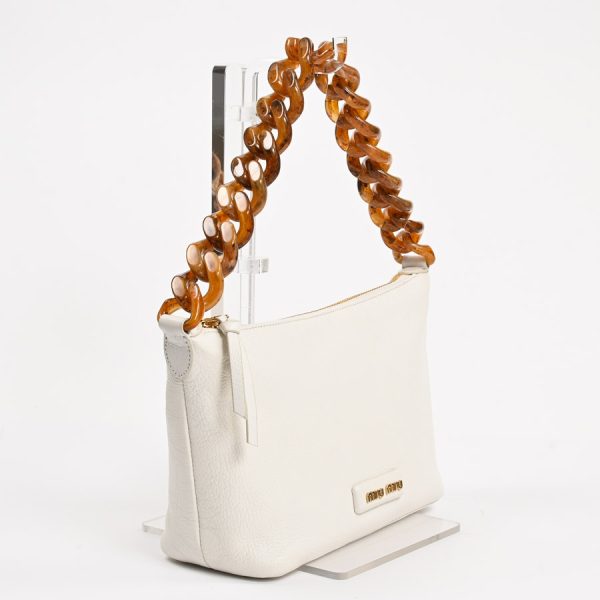 6107210 2 Miu Miu Madras Shoulder Bag White Handbag