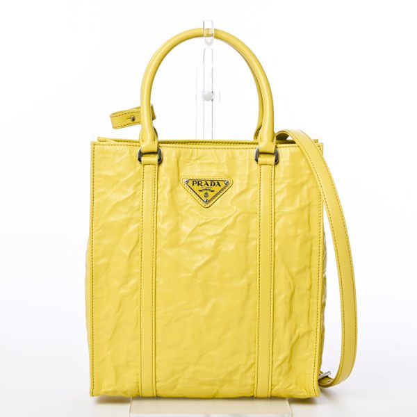 6107385 1 Prada 2way Bag Tote Bag Yellow Calf