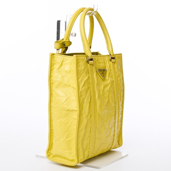 6107385 2 Prada 2way Bag Tote Bag Yellow Calf