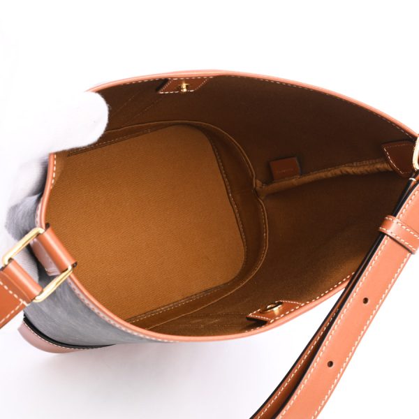 6110211 4 Celine Medium Bucket Shoulder Bag Tan