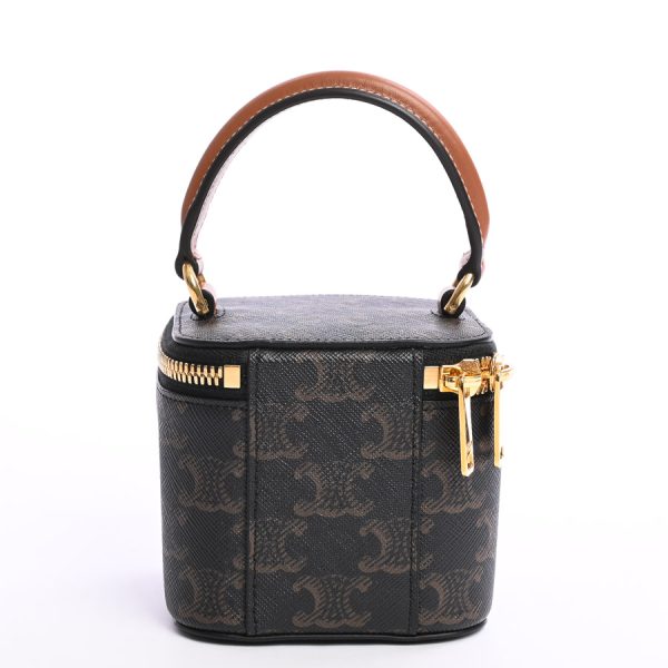 6110214 3 Celine Mini Vanity Case Shoulder Bag Tan