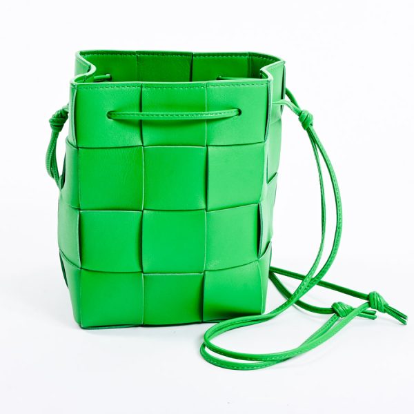 6111430 1 Bottega Veneta Small Cassette Bucket Shoulder Bag Green