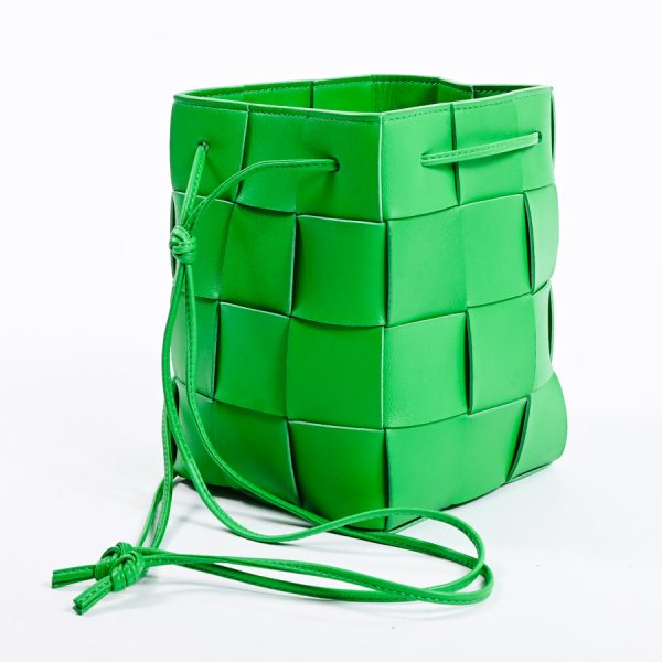 6111430 2 Bottega Veneta Small Cassette Bucket Shoulder Bag Green
