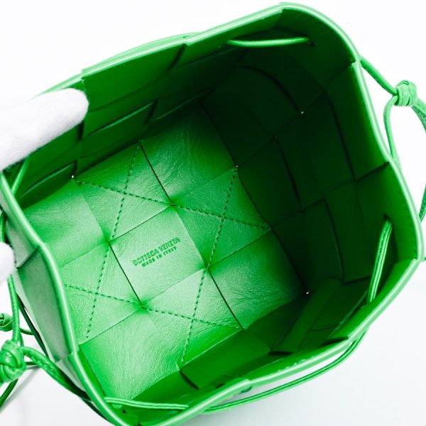 6111430 4 Bottega Veneta Small Cassette Bucket Shoulder Bag Green