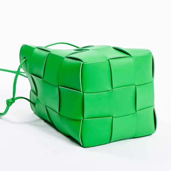 6111430 5 Bottega Veneta Small Cassette Bucket Shoulder Bag Green