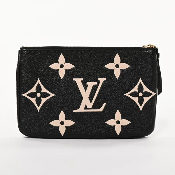 6112250 3 Louis Vuitton Pochette Double Zip Shoulder Bag M80787 BlackBeige